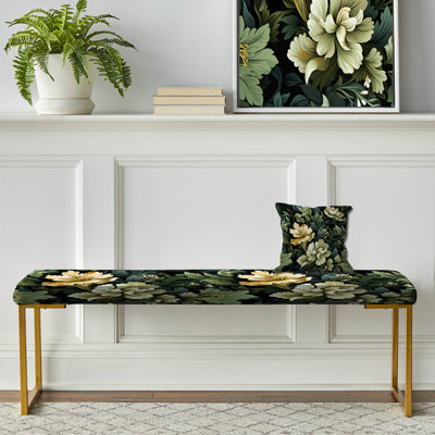 Lapointe Victorian Stealth Flowers I - Banc rembourré camouflage doré