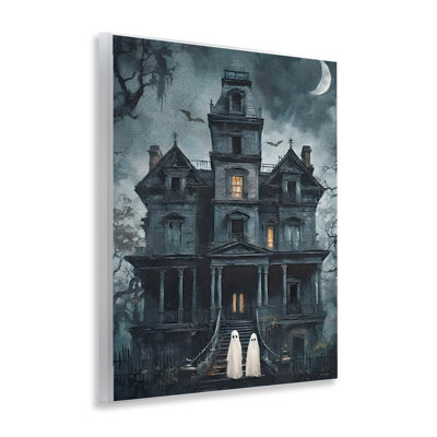Ghost Pair & Haunted Mansion Wall Plaque Art, design by Jo Moulton