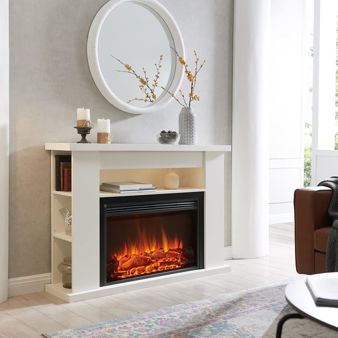 FLAMME Lipson Freestanding Fireplace, Shalving Units, Multiple Colours Available, Mood Lighting, Remote