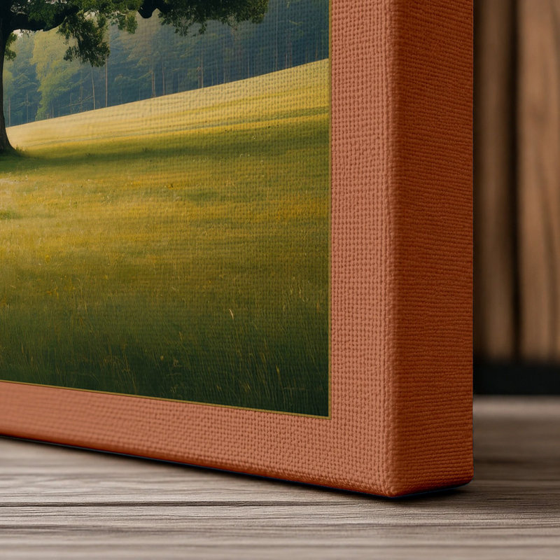 Solitary Oak Scandinavian - Wrapped Canvas, Terracotta Border, 30x20 - 76.2 x 50.8 cm