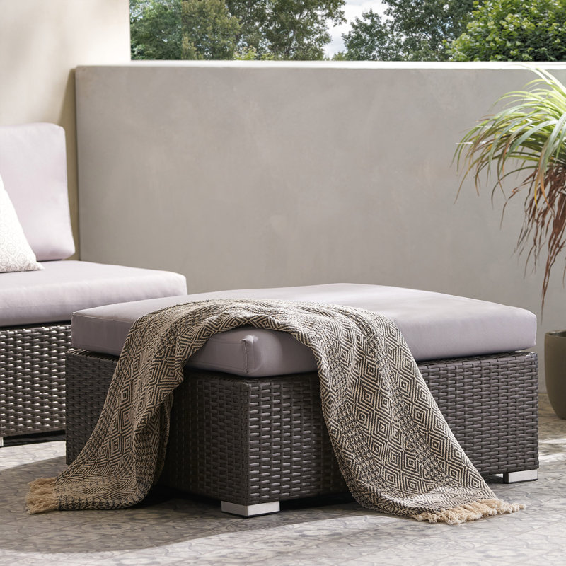 Xante Wicker Outdoor Ottoman, Multibrown/ Beige