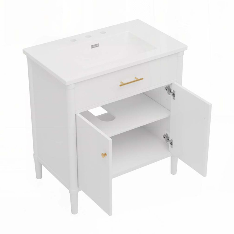 Meuble-lavabo avec tablette réglable, Blanc