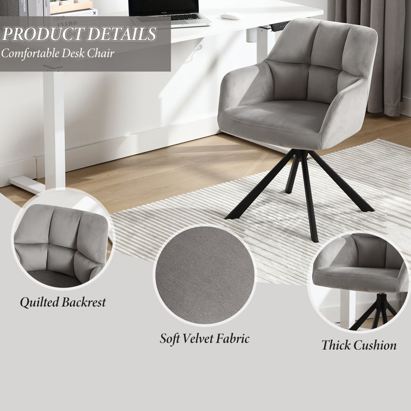 Largo Office Chair Upholstery Swivel Home Office Chair Ergonomic Desk Chair, Grey