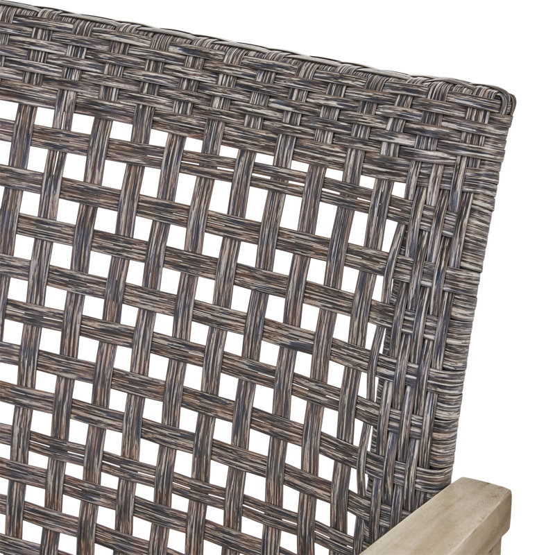 Chaise club en bois et osier Hampton (ensemble de 2), Gray/Black
