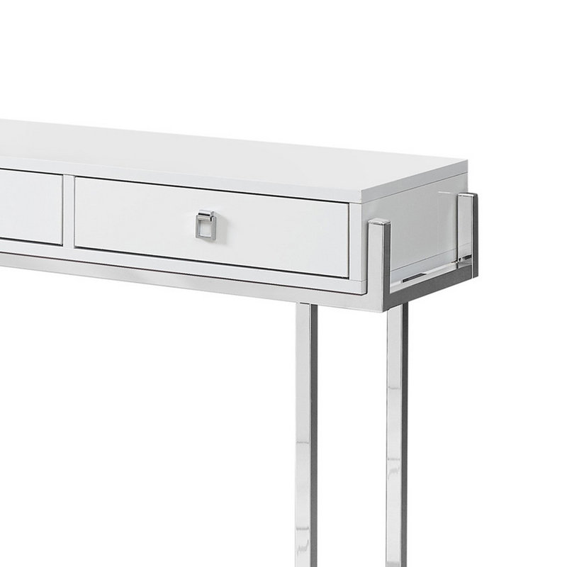 Table d'appoint étroite en métal parfaite comme console ou table de canapé pour le salon ou la chambre à coucher, Blanc