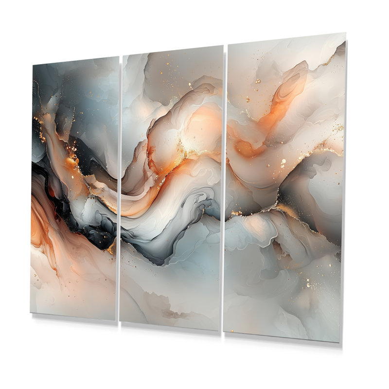 Abstrait marbre dans des tons roses et bleus - ensemble de décoration murale en marbre, H 28 po x l 36 po x P 1 po