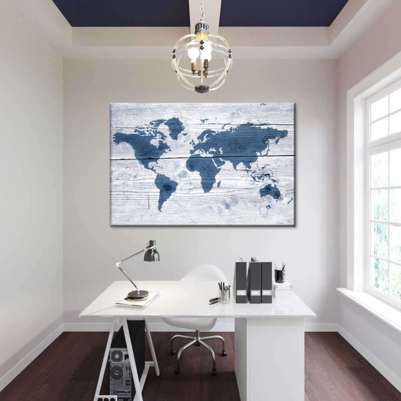 «Wooden World Map III», reproduction sur toile, L 8 po x H 12 po