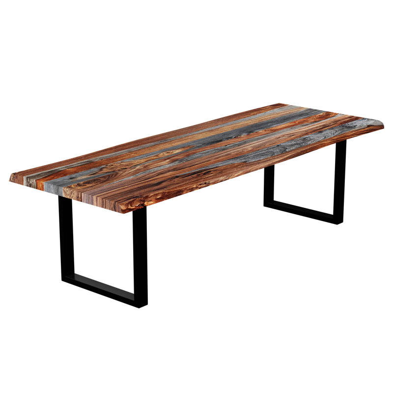 Table de salle à manger Georgy, L 40 po x L 108 po, Noir / Gris / Brun