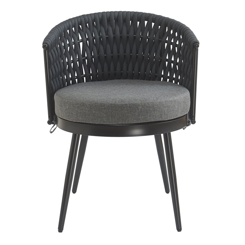 Chaises de patio pour 2 personnes, en métal et corde avec coussins gris foncé, ergonomiques et respirantes pour les meubles d'extérieur à assise longue convenant à tous les rassemblements