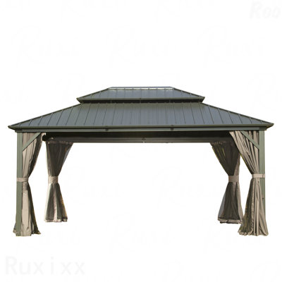 Aluminium 10X14FT Gazebo, moustiquaire pour une utilisation festive avec double toit en acier galvanisé 