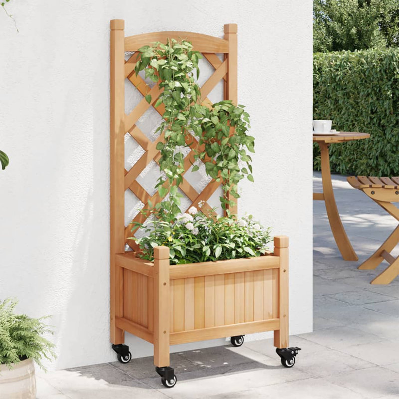 Wood Pot Planter, Brown, 38.4" H x 15.7" W x 11.8" D