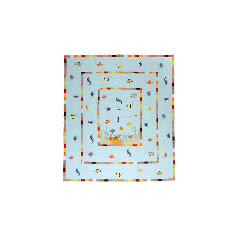 Kids Aquarium Single Reversible Quilt, Twin