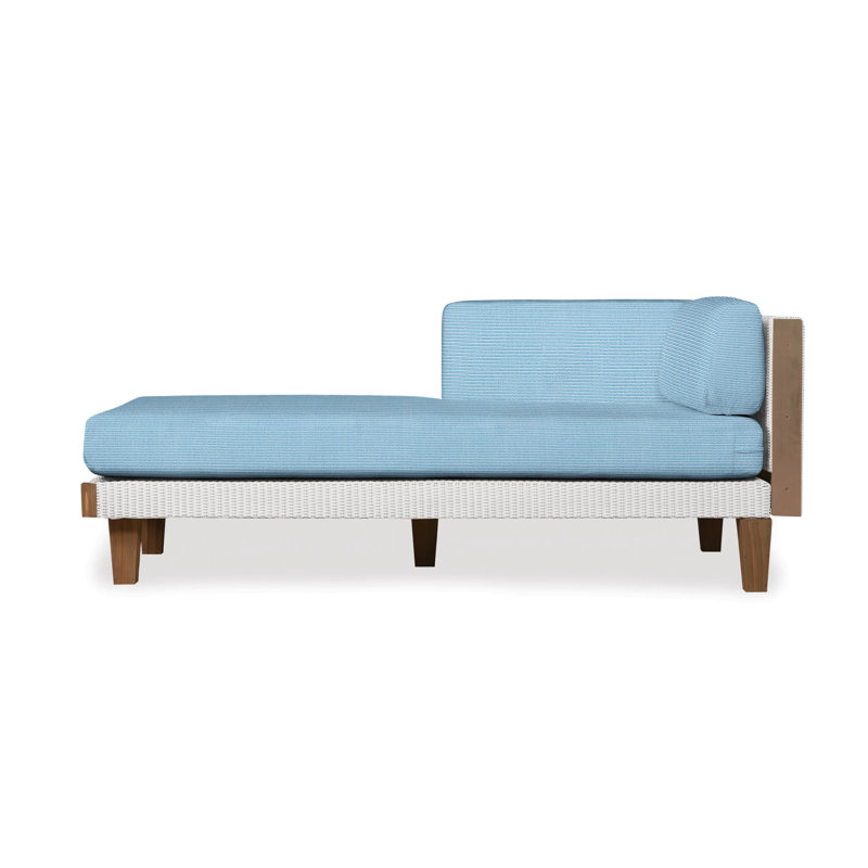 Catalina Outdoor Teak Chaise Lounge, White, Beach Navy