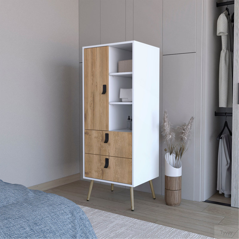Grande commode blanche 2 tiroirs Macadamia