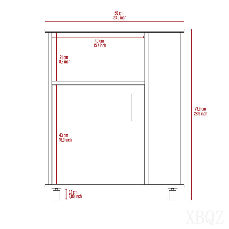 Armoire à micro-ondes, porte simple, trois tablettes latérales - blanc