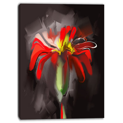 Fleur abstraite rouge, impression sur toile tendue