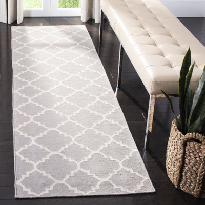 Tapis gris en laine et coton tissé à la main Rodgers