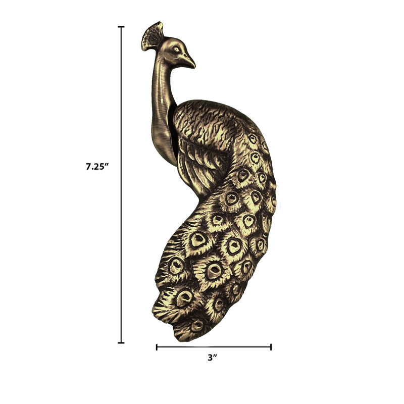 Heurtoir de porte paon, Laiton antique