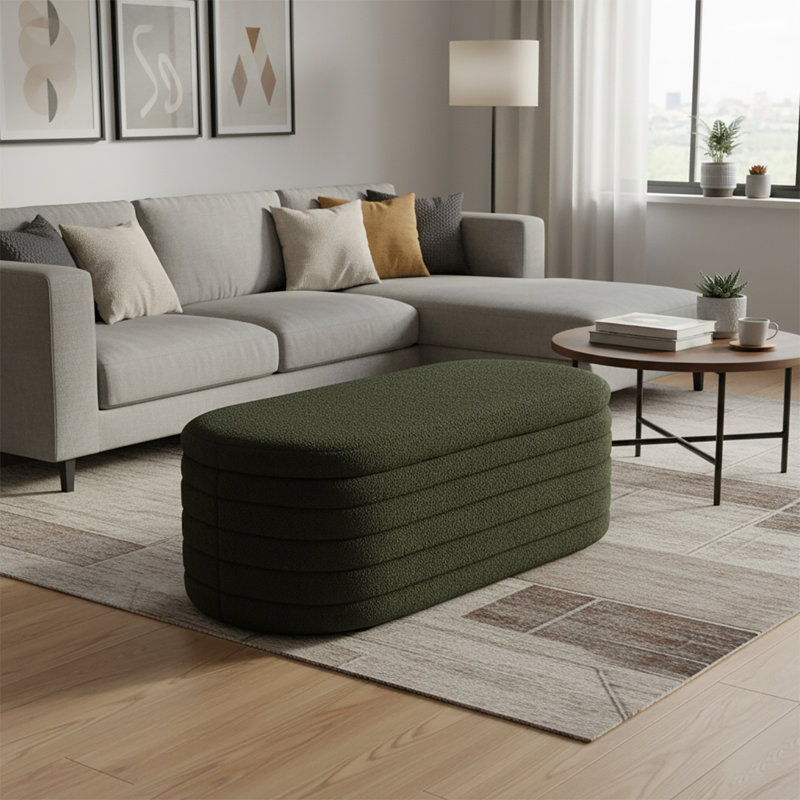 Banc de rangement rembourré Classic, Vert foncé