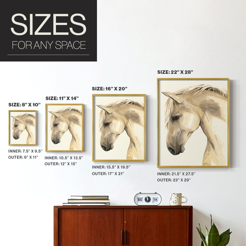 Golden Palomino II, reproduction encadrée - bois massif, H 14 po x l 11 po