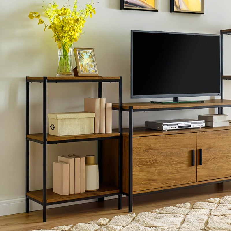Harless Etagere Bookcase - 3-Tier Industrial Shelving Unit, Open Storage