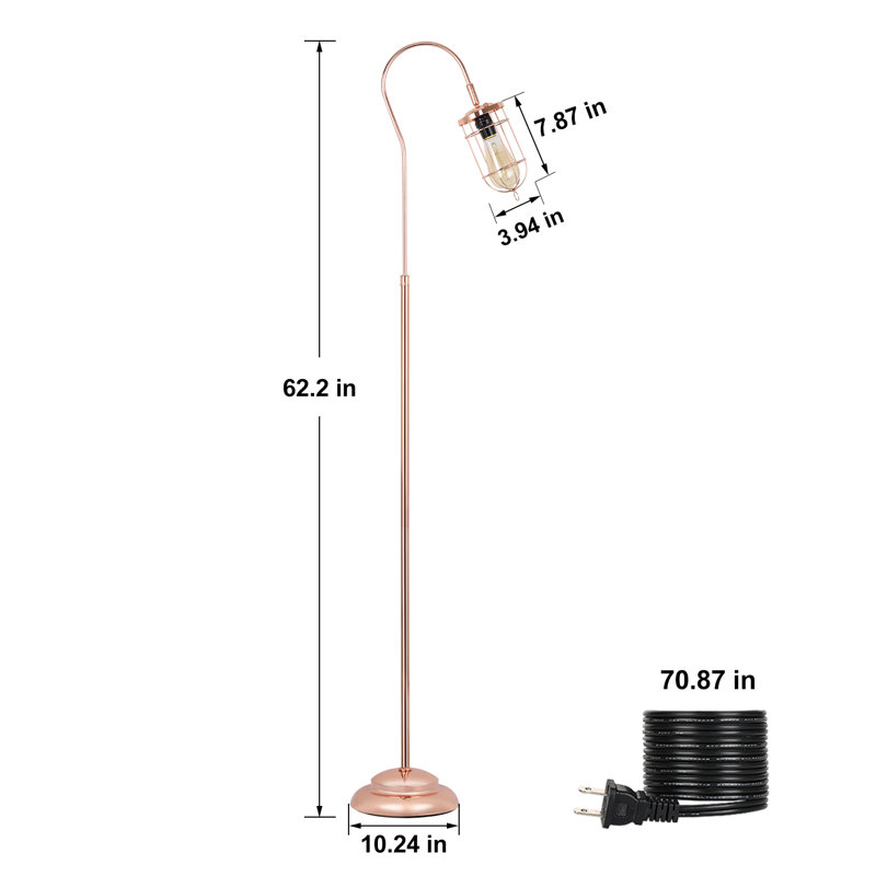 Fredez 62.2'' Rose Gold Task Floor Lamp