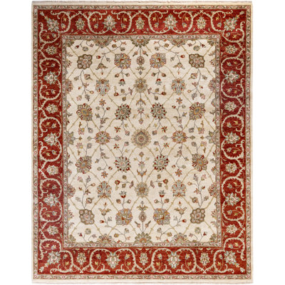 One-of-a-Kind Rectangle 8'1" X 10' Wool Area Rug Ivory/Red/Green/Gold