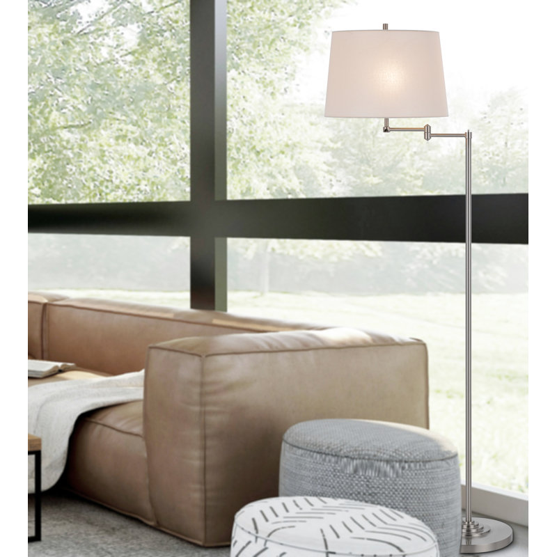 Lampe sur pied à bras pivotant 63 po Svava, Argent