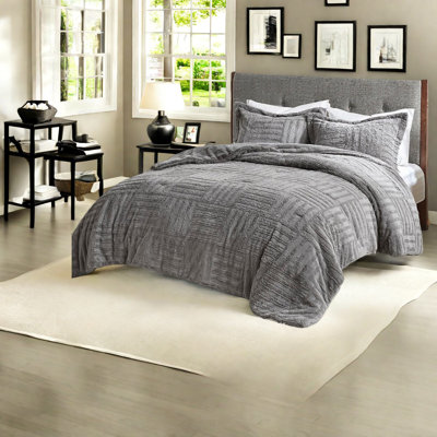 Ensembles de literie en fausse fourrure chaude, design moderne en damier, confort à la maison