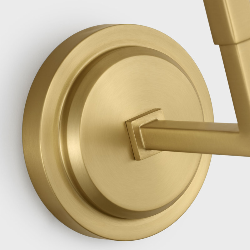 Thomas O'Brien Coughlin 1 Light Bathroom Bedroom Wall Fixture With White Linen Shade, Burnished Brass