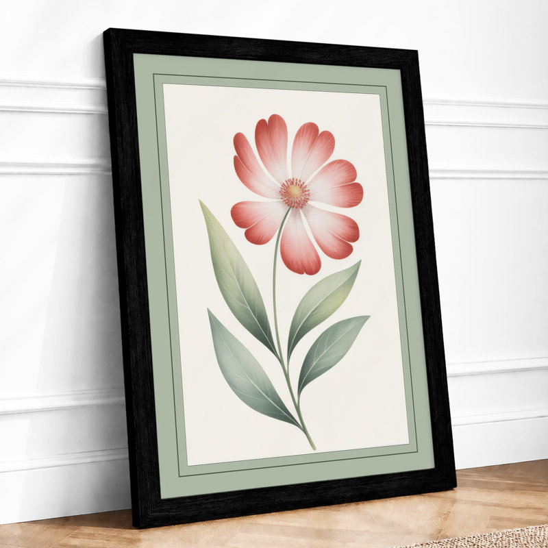 Coral Bloom Botanical - Framed Print, Black, A4 - 29.7 x 21.0 cm