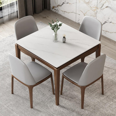 Table de salle à manger en bois massif blanc et brun caramel