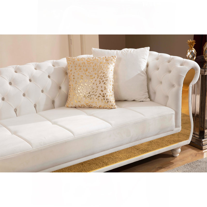 Canapé modulaire capitonné doré, Beige, Beige et or
