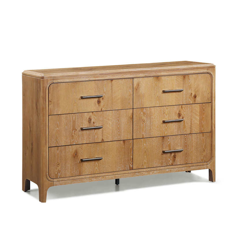 Mobilier de chambre à coucher en bois naturel avec commode à 6 tiroirs 1Pc
