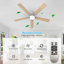 132cm 5 - Blade LED Ceiling Fan with Remote Control and Light Kit Included