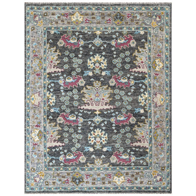 7'9''x9'10'' Hand Knotted Wool Gray Oushak Arts and Crafts Rug