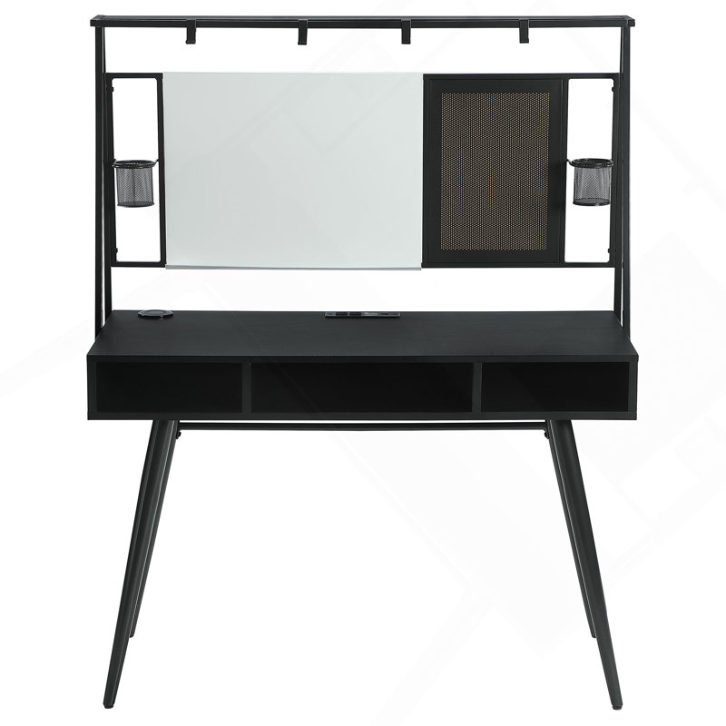 Bureau d'écriture Darby noir et bronze avec ports USB