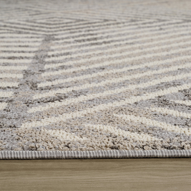 Tapis d'intérieur / gris à motif géométrique gris / beige 7 pi x 10 pi (6 pi 7 po x 9 pi 6 po) Branch Branch Arlo