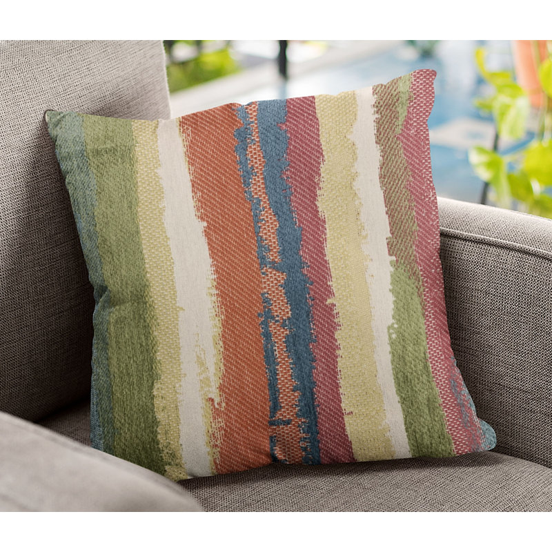 Cuba Striped Outdoor Reversible Throw Pillow, 20" x 20"