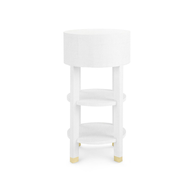 Claudette End Table, White, Natural