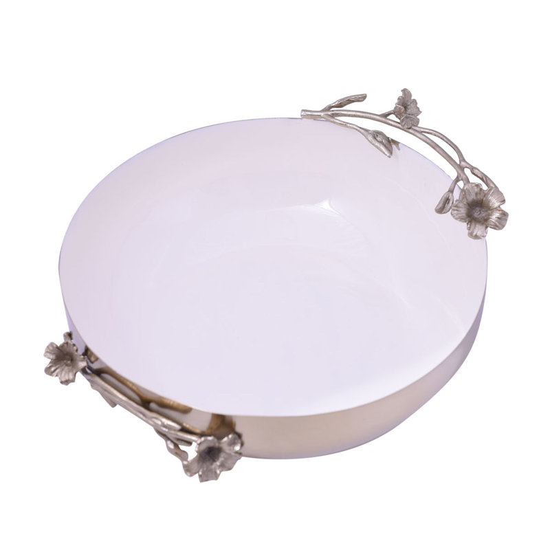 Bol de service en aluminium rouge Marame de Red Barrel Studio® avec décor de romarin - Cadeau de Noël élégant pour la cuisine