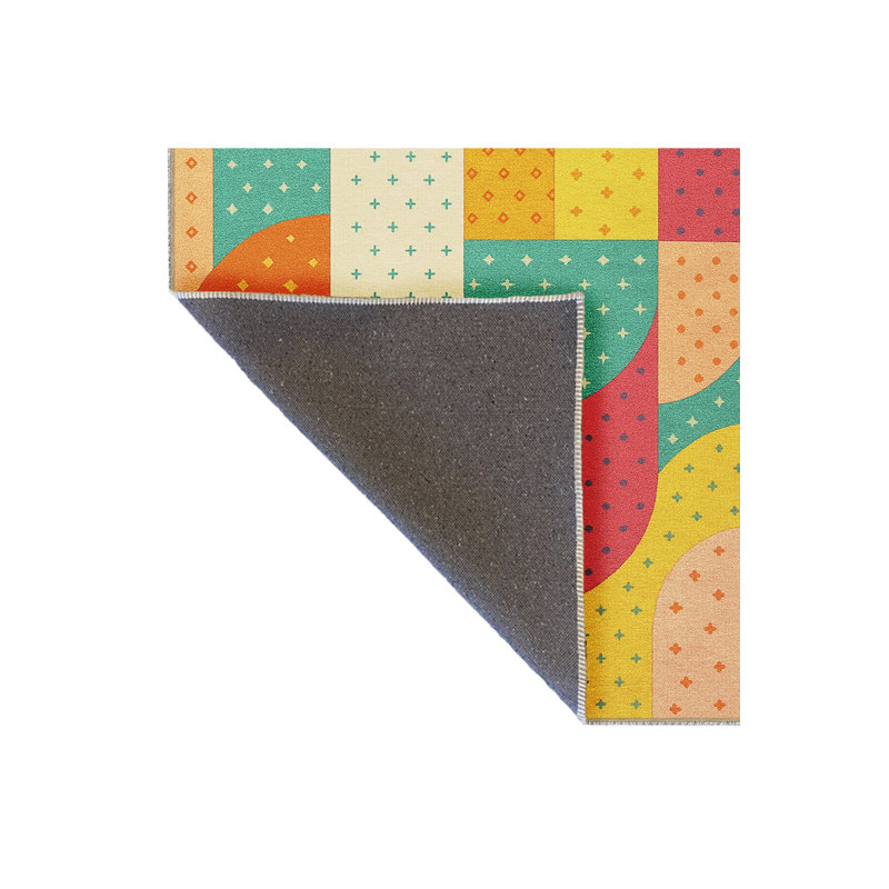 Tapis jaune tissé à motif lavable Mosso, 3'3" x 4'11"