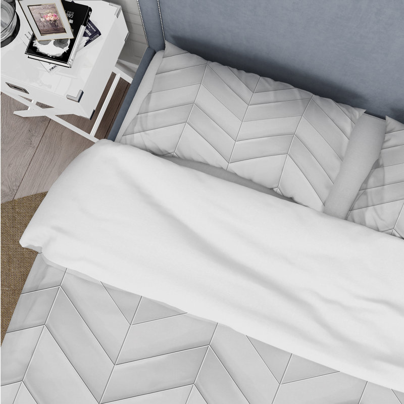 Ensemble de housse de couette gris Midcentury Chevron Print III - Midcentury