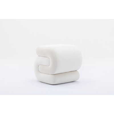 017S-S-Shape Fabric Ottoman Makeup Stool Footstool（ONLY OTTOMAN)