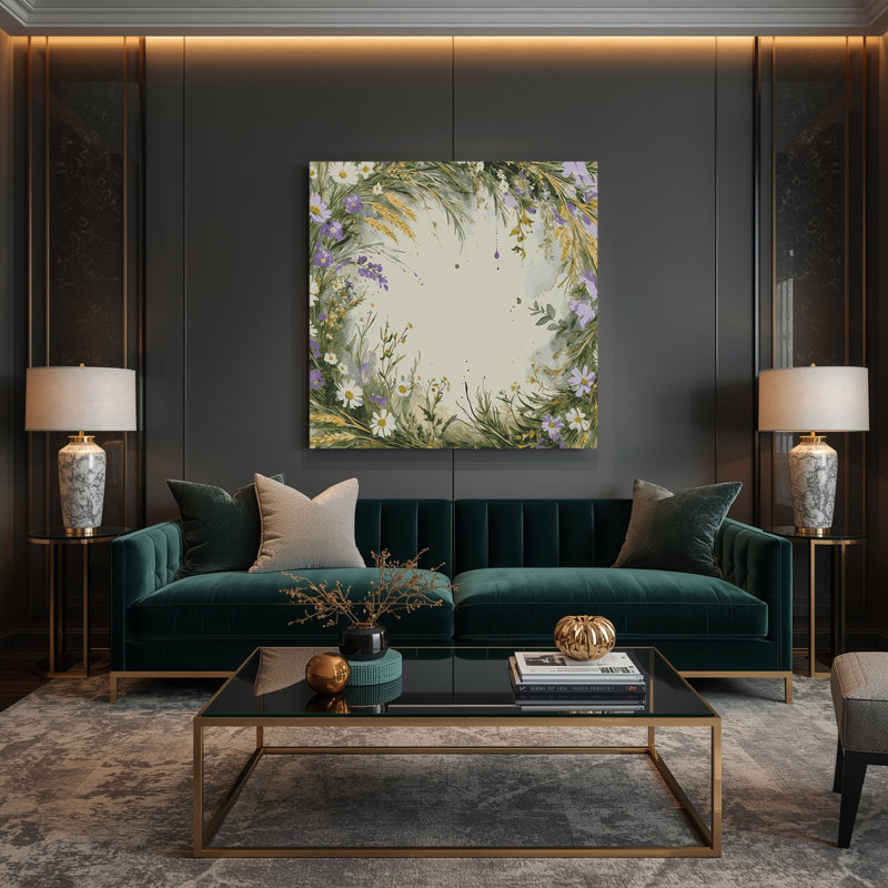 «Farm Farm Garland», art mural sur toile beige, H 12 po x l 12 po