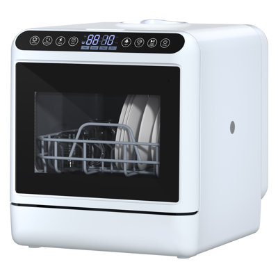 Portable Dishwasher with 5L Water Tank, Automatic Smart Countertop Dishwasher, Mini Dishwasher with 5 Place Settings, 2-Tier Rack, 3-Spray Arm, Air-Dry Function