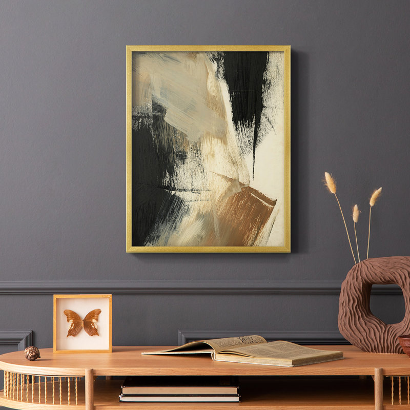 «Baked Paintstrokes V», reproduction encadrée en bois massif, Or, H 10 po x l 8 po