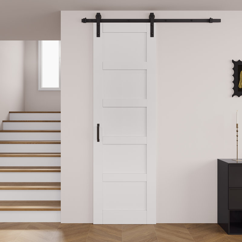 Porte de grange coulissante en bois massif 5-Lite avec quincaillerie d'installation (aucun assemblage requis), 28 po x 96 po