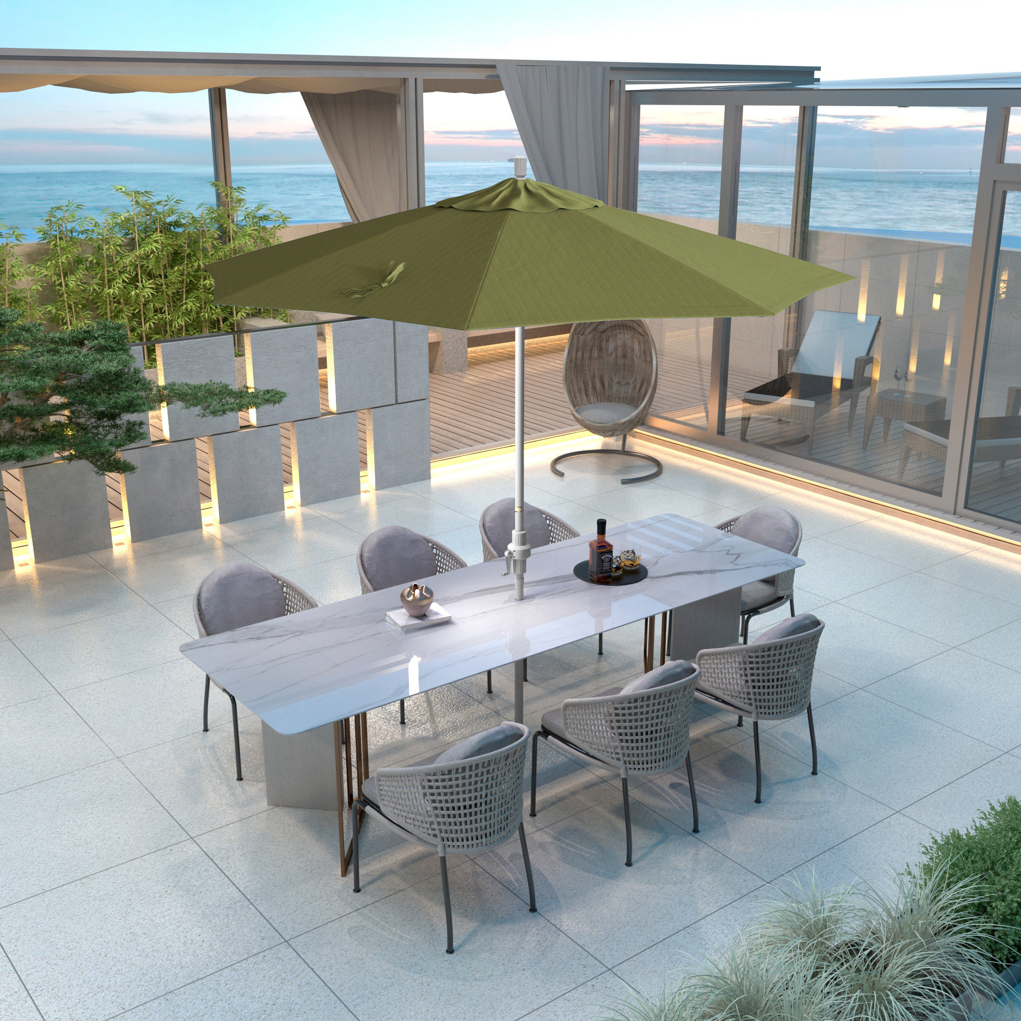 Calline 108'' Outdoor Umbrella, Terrace Fern Performance