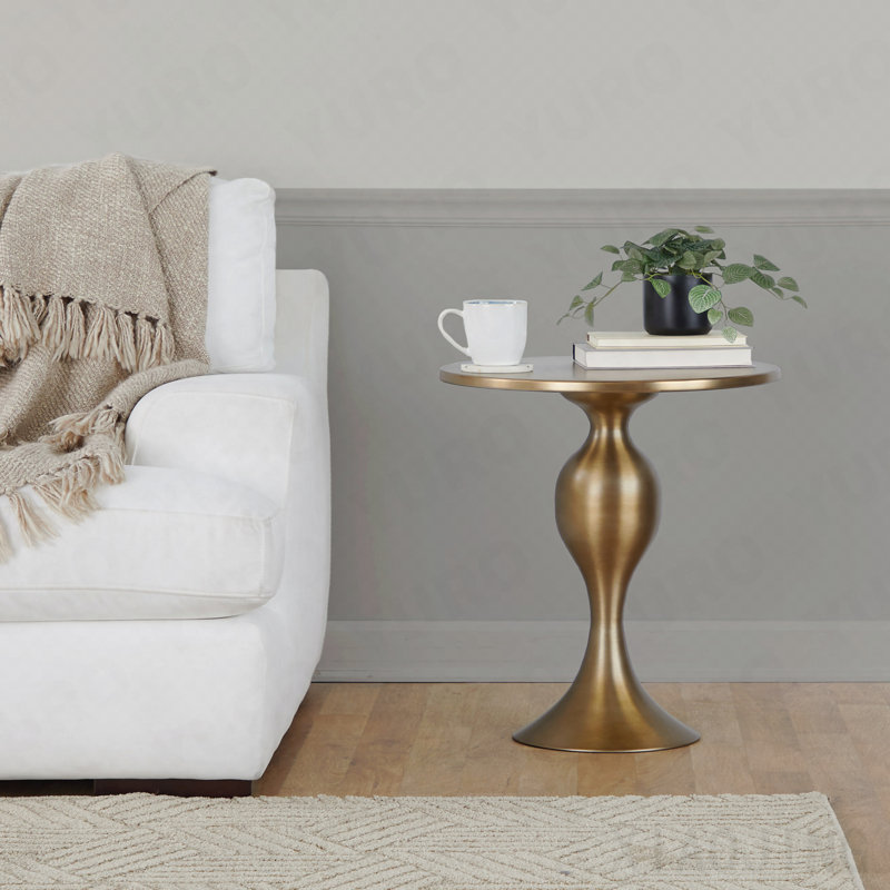 Table d'appoint contemporaine 24 po en bronze doré mat